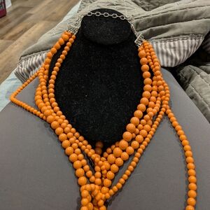 Vibrant Orange Beaded Necklace